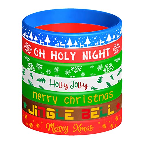 FEPITO 42 Pcs Weihnachten Silikon Armbänder Gummiband Armbänder für Weihnachten Party Dekoration Lieferungen 7 Frohe Weihnachten Style FEPITO 42 Pcs Weihnachten Silikon Armbänder Gummiband Armbänder für Weihnachten Party Dekoration Lieferungen 7 Frohe Weihnachten Style von FEPITO