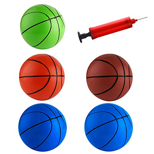 FEPITO 5 Stück 16 cm Mini Basketball Inflation Mini Ball Spielzeug mit Pumpe und Basketball Nadeln für Kinder von FEPITO