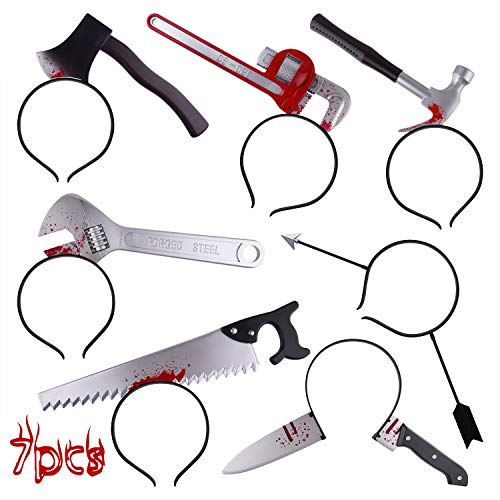 FEPITO 7 Stück Halloween Horror Haarbänder Zombie Stirnbänder Cleaver Axe Scissor Hammer Pattern Stirnbänder für Halloween Carnival Masquerade, 7 Styles FEPITO 7 Stück Halloween Horror Haarbänder Zombie Stirnbänder Cleaver Axe Scissor Hammer Pattern Stirnbänder für Halloween Carnival Masquerade, 7 Styles von FEPITO