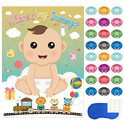 FEPITO Baby Shower Party Spiele, Pin The Dummy auf das Baby-Spiel mit 24Pcs Schnuller-Aufklebern für Babyparty Partei Versorgungen FEPITO Baby Shower Party Spiele, Pin The Dummy auf das Baby-Spiel mit 24Pcs Schnuller-Aufklebern für Babyparty Partei Versorgungen von FEPITO