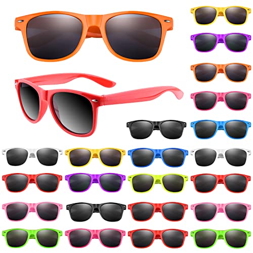 FEPITO 24 Packungen Kinder Party Sonnenbrillen, Neonfarben, Sonnenbrillen für Geburtstagsfeiern, Leckerlibeutel Füllstoffe für Strand Pool Party Spielzeug für Kinder und Erwachsene, 12 Farben von FEPITO