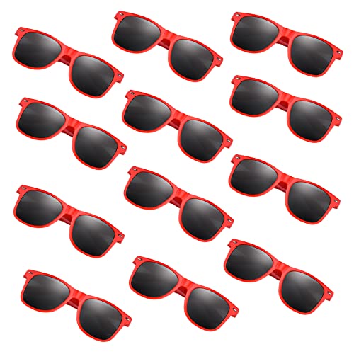 FEPITO 24er-Pack Party-Sonnenbrillen für Kindergeburtstage, Gastgeschenke, Tütenfüller für Strand Poolpartys, Spielzeug für Kinder und Erwachsene, Rot von FEPITO