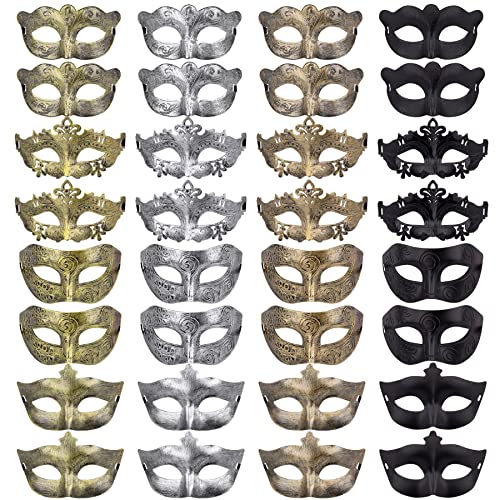 FEQO 32 Stück Maskerade Venezianische Maske Vintage Antik Masken Retro Maskerade Masken für Männer Frauen Karnevals Halloween Kostüm Party von FEQO