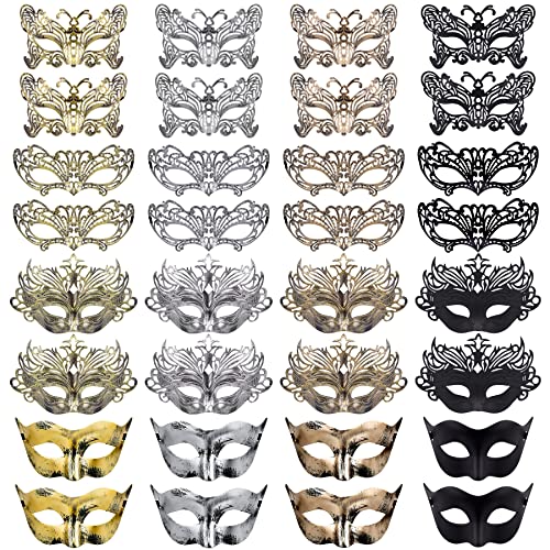 FEQO 32 Stück Maskerade Venezianische Maske Vintage Antik Masken Retro Maskerade Masken für Männer Frauen Karnevals Halloween Kostüm Party FEQO 32 Stück Maskerade Venezianische Maske Vintage Antik Masken Retro Maskerade Masken für Männer Frauen Karnevals Halloween Kostüm Party von FEQO