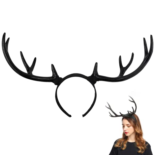 FERCAISH Rentier Geweih Stirnband, Schwarz Hirsch Horn Elch Stirnband Kopfschmuck für Weihnachten Party, Große Geweih Ohren Haarband FERCAISH Rentier Geweih Stirnband, Schwarz Hirsch Horn Elch Stirnband Kopfschmuck für Weihnachten Party, Große Geweih Ohren Haarband von FERCAISH