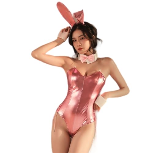 FERFXN Hasen-Rollenspiel, Erotische Kostüme, sexy einteilige Unterwäsche, Verführungsuniform,Rosa-XL von FERFXN