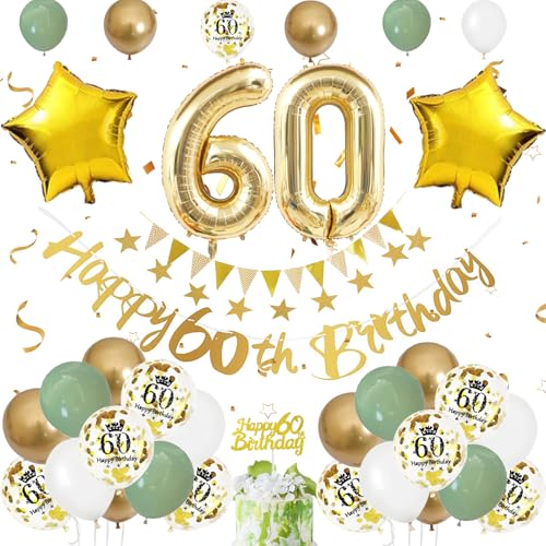 60. Geburtstag Deko Salbeigrüne - Luftballon für Frau Mann, Ballon Zahl 60, Tortendeko für 60 Jahre Geburtstagsdeko 60. Geburtstag Deko Salbeigrüne - Luftballon für Frau Mann, Ballon Zahl 60, Tortendeko für 60 Jahre Geburtstagsdeko von FEYG