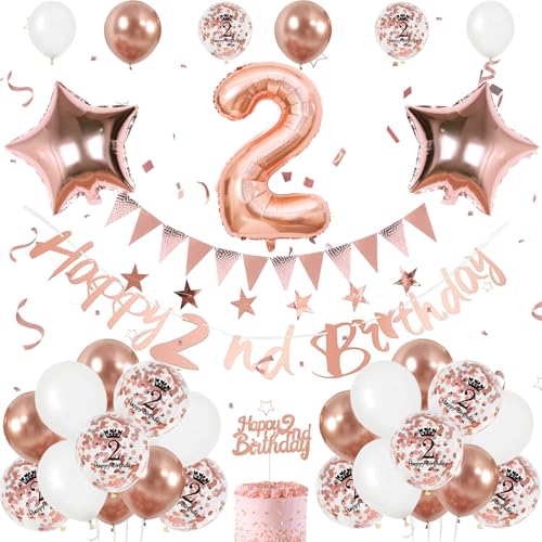 Luftballon 2. Kinder Geburtstag Roségold - Mädchen Geburtstagsdeko 2 Jahr, Banner, Zahl 2 Ballons, Tortendeko für 2. Jahre Mädchen Luftballon 2. Kinder Geburtstag Roségold - Mädchen Geburtstagsdeko 2 Jahr, Banner, Zahl 2 Ballons, Tortendeko für 2. Jahre Mädchen von FEYG
