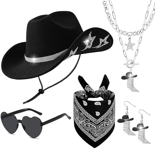 FEYIR Cowgirl-Outfits für Damen, Strass, Cowgirl-Hut für Halloween, Cosplay, Cowgirl-Zubehör, Kostüm, Disco-Party FEYIR Cowgirl-Outfits für Damen, Strass, Cowgirl-Hut für Halloween, Cosplay, Cowgirl-Zubehör, Kostüm, Disco-Party von FEYIR