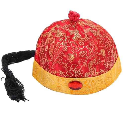 FEYLIE Chinesischer Prinz-Hut, bestickte Zopf-Schädelkappe, Krone, Prinz-Kappen für Jungen für Fotografie, Vermieter, Hut in China, Qing-Dynastien von FEYLIE