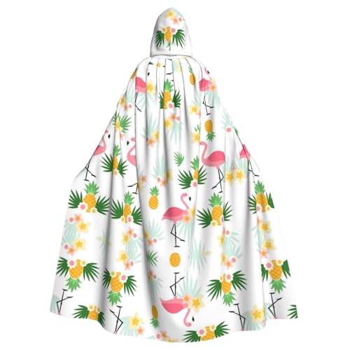 FEYUNYAN Gruseliger Halloween-Umhang für Erwachsene, Flamingos, Ananas, Kapuzenumhang, Gothic, Hexe, Vampir, Umhang mit Kapuze, verstellbarer Kordelzug, Kostüm, Umhang für Halloween, Party, Cosplay von FEYUNYAN
