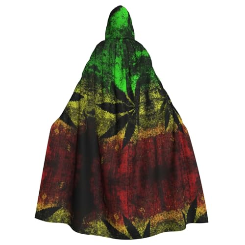 FEYUNYAN Gruseliger Halloween-Umhang für Erwachsene, Jamaika-Flagge, Blätter, Kapuzenumhang, Gothic-Hexen-Vampirumhang, verstellbarer Kordelzug, Kostüm-Umhang für Halloween-Party, Cosplay von FEYUNYAN