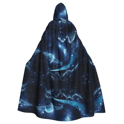 FEYUNYAN Gruseliger Halloween-Umhang für Erwachsene, Mond, Sterne, Planeten, Kapuzenumhang, Gothic, Hexe, Vampir, Umhang mit Kapuze, verstellbarer Kordelzug, Kostüm-Umhang für Halloween, Party von FEYUNYAN