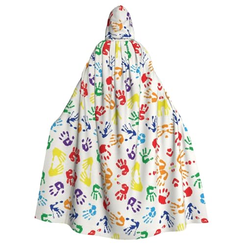 FEYUNYAN Gruseliger Halloween-Umhang für Erwachsene, bunte Handformen, Regenbogen-Kapuzenumhang, Gothic-Hexen-Vampir-Umhang mit Kapuze, verstellbarer Kordelzug, Kostüm-Umhang für Halloween, Party FEYUNYAN Gruseliger Halloween-Umhang für Erwachsene, bunte Handformen, Regenbogen-Kapuzenumhang, Gothic-Hexen-Vampir-Umhang mit Kapuze, verstellbarer Kordelzug, Kostüm-Umhang für Halloween, Party von FEYUNYAN