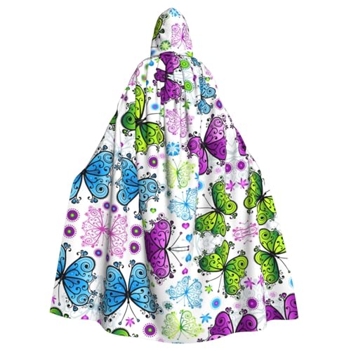 FEYUNYAN Gruseliger Halloween-Umhang für Erwachsene, buntes Schmetterlings-Umhang, Gothic-Hexen-Vampir-Umhang mit Kapuze, verstellbarer Kordelzug, Kostüm-Umhang für Halloween, Party, Cosplay FEYUNYAN Gruseliger Halloween-Umhang für Erwachsene, buntes Schmetterlings-Umhang, Gothic-Hexen-Vampir-Umhang mit Kapuze, verstellbarer Kordelzug, Kostüm-Umhang für Halloween, Party, Cosplay von FEYUNYAN