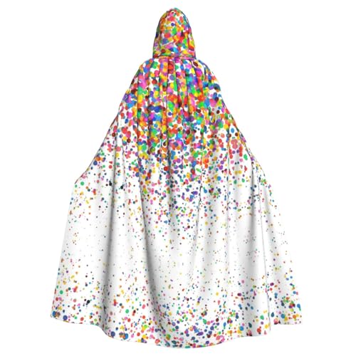 FEYUNYAN Gruseliger Halloween-Umhang für Erwachsene, farbige Punkte, Kunst-Kapuzenumhang, Gothic-Hexen-Vampir-Umhang mit Kapuze, verstellbarer Kordelzug, Kostüm-Umhang für Halloween, Party, Cosplay FEYUNYAN Gruseliger Halloween-Umhang für Erwachsene, farbige Punkte, Kunst-Kapuzenumhang, Gothic-Hexen-Vampir-Umhang mit Kapuze, verstellbarer Kordelzug, Kostüm-Umhang für Halloween, Party, Cosplay von FEYUNYAN