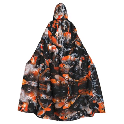 FEYUNYAN Gruseliger Halloween-Umhang für Erwachsene, japanischer ausgefallener Karpfenfisch, Kapuzenumhang, Gothic-Hexen-Vampirumhang, verstellbarer Kordelzug, Kostüm-Umhang für Halloween-Party von FEYUNYAN