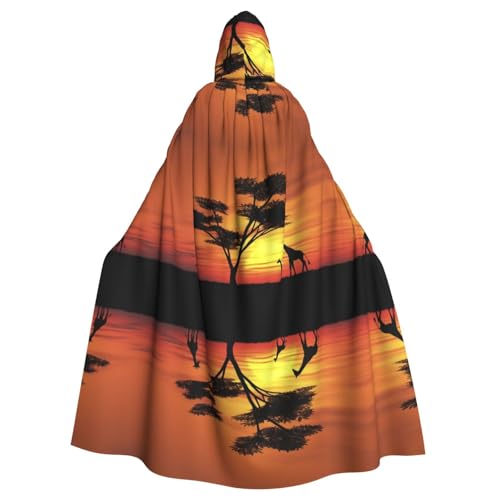 FEYUNYAN Gruseliger Halloween-Umhang für Erwachsene, lustiger afrikanischer Sonnenuntergang mit Kapuze, Gothic-Hexe, Vampirumhang, verstellbarer Kordelzug, Kostüm-Umhang für Halloween, Party, Cosplay FEYUNYAN Gruseliger Halloween-Umhang für Erwachsene, lustiger afrikanischer Sonnenuntergang mit Kapuze, Gothic-Hexe, Vampirumhang, verstellbarer Kordelzug, Kostüm-Umhang für Halloween, Party, Cosplay von FEYUNYAN