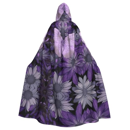FEYUNYAN Gruseliger Halloween-Umhang für Erwachsene, violetter Schmetterlings-Kapuzenumhang, Gothic-Hexen-Vampir-Umhang mit Kapuze, verstellbarer Kordelzug, Kostüm-Umhang für Halloween, Party, Cosplay von FEYUNYAN