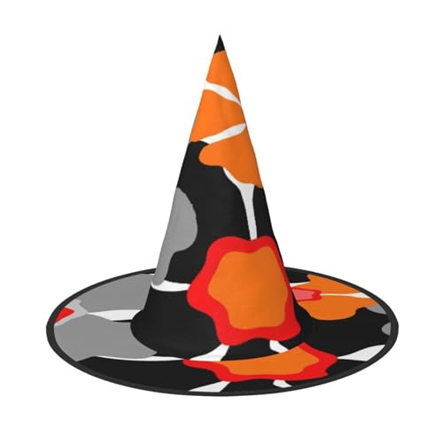 FEYUNYAN Halloween-Hexenhut, verstellbar, biegbar, Hexenkostüm, Zubehör für Damen und Erwachsene, Party, spitze Zauberermütze, Blumenmuster, Halloween-Hut, 2 Stück von FEYUNYAN