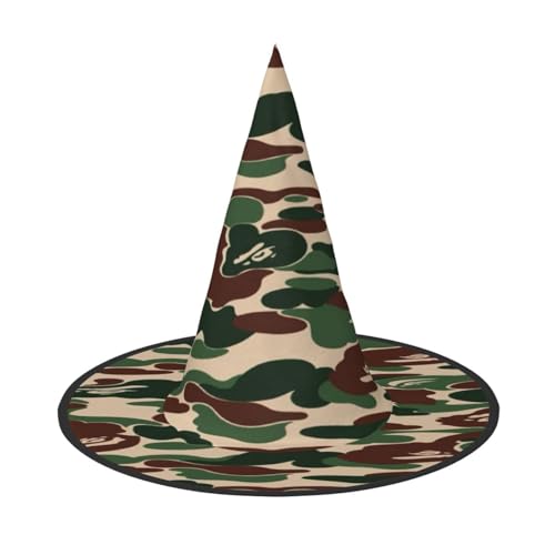 FEYUNYAN Halloween-Hexenhut, verstellbar, biegbar, Hexenkostüm, Zubehör für Damen und Erwachsene, Party, spitze Zauberermütze, Camouflage, Grün, Halloween-Hut, 2 Stück von FEYUNYAN