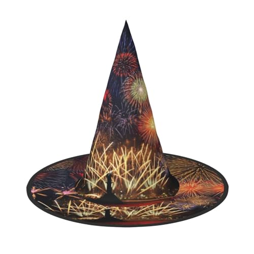 FEYUNYAN Halloween-Hexenhut, verstellbar, biegbar, Hexenkostüm, Zubehör für Damen und Erwachsene, Party, spitze Zauberermütze, Feuerwerk, Halloween-Hut, 3 Stück von FEYUNYAN