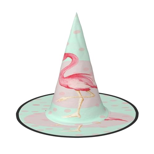 FEYUNYAN Halloween-Hexenhut, verstellbar, biegbar, Hexenkostüm, Zubehör für Damen und Erwachsene, Party, spitze Zauberermütze, Flamingos, Halloween-Hut, 3 Stück von FEYUNYAN