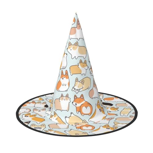 FEYUNYAN Halloween-Hexenhut, verstellbar, biegbar, Hexenkostüm, Zubehör für Damen und Erwachsene, Party, spitze Zauberermütze, Hunde-Halloween-Hut, 1 Stück von FEYUNYAN