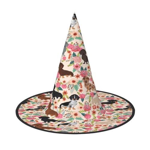 FEYUNYAN Halloween-Hexenhut, verstellbar, biegbar, Hexenkostüm, Zubehör für Damen und Erwachsene, Party, spitze Zauberermütze, Hundeblume, Halloween-Hut, 1 Stück von FEYUNYAN