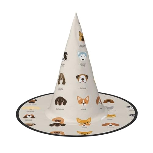 FEYUNYAN Halloween-Hexenhut, verstellbar, biegbar, Hexenkostüm, Zubehör für Damen und Erwachsene, Party, spitze Zauberermütze, Hunderasse, Halloween-Hut, 3 Stück von FEYUNYAN