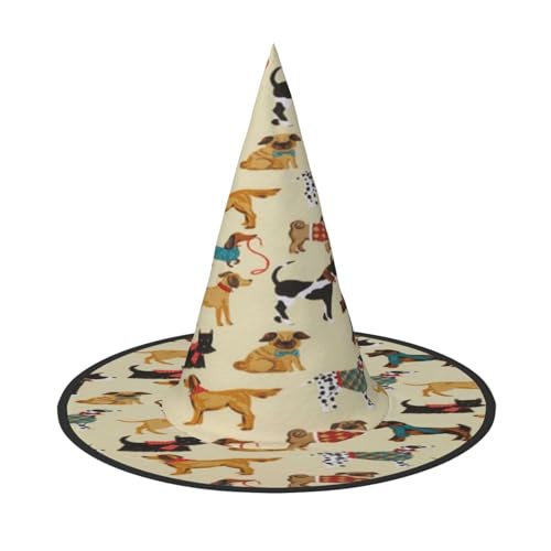 FEYUNYAN Halloween-Hexenhut, verstellbar, biegbar, Hexenkostüm, Zubehör für Damen und Erwachsene, Party, spitze Zauberermütze, Jagdhunde, Halloween-Hut, 1 Stück von FEYUNYAN