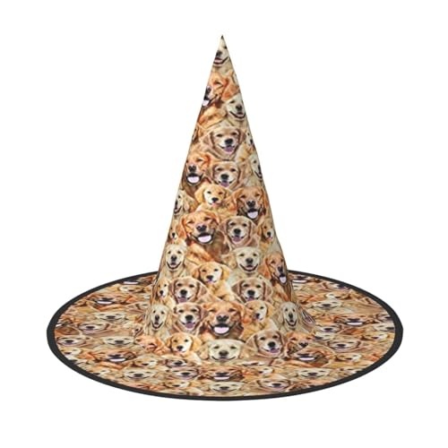 FEYUNYAN Halloween-Hexenhut, verstellbar, biegbar, Hexenkostüm, Zubehör für Damen und Erwachsene, Party, spitze Zauberermütze, Labrador-Retriever-Hut, Halloween-Hut, 1 Stück von FEYUNYAN