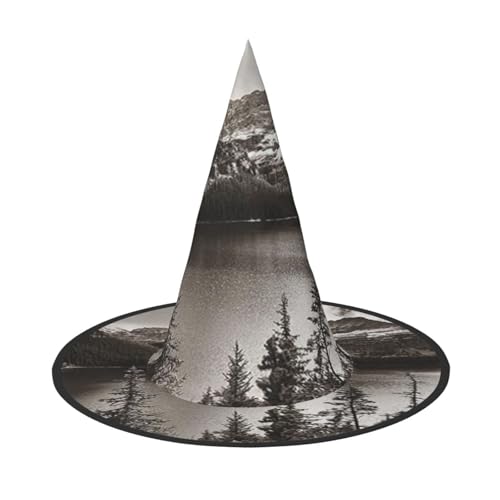 FEYUNYAN Halloween-Hexenhut, verstellbar, biegbar, Hexenkostüm, Zubehör für Damen und Erwachsene, Party, spitze Zauberermütze, Landschaft, Halloween-Hut, 1 Stück von FEYUNYAN