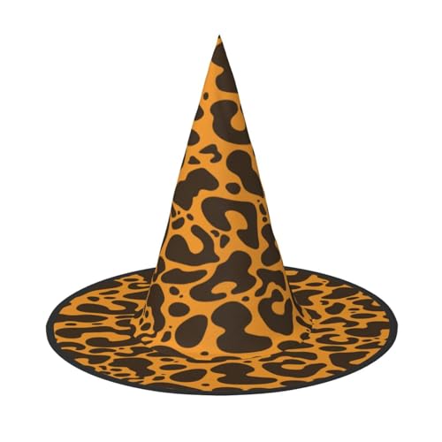FEYUNYAN Halloween-Hexenhut, verstellbar, biegbar, Hexenkostüm, Zubehör für Damen und Erwachsene, Party, spitze Zauberermütze, Leopardenmuster, Halloween-Hut, 2 Stück von FEYUNYAN