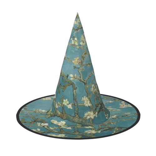 FEYUNYAN Halloween-Hexenhut, verstellbar, biegbar, Hexenkostüm, Zubehör für Damen und Erwachsene, Party, spitze Zauberermütze, Mandelblüte, Halloween-Hut, 1 Stück von FEYUNYAN