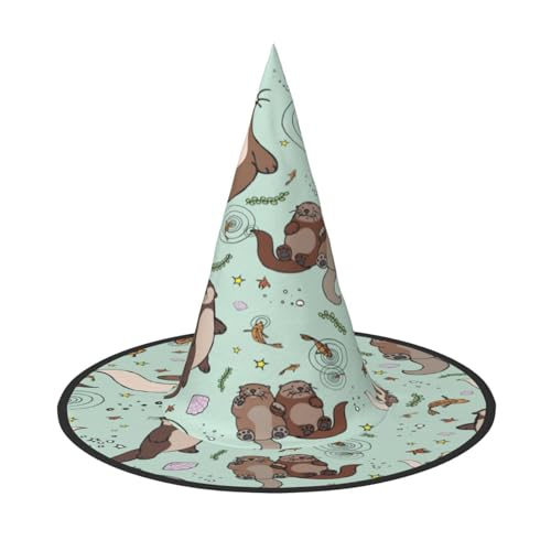 FEYUNYAN Halloween-Hexenhut, verstellbar, biegbar, Hexenkostüm, Zubehör für Damen und Erwachsene, Party, spitze Zauberermütze, Otter, Halloween-Hut, 3 Stück von FEYUNYAN