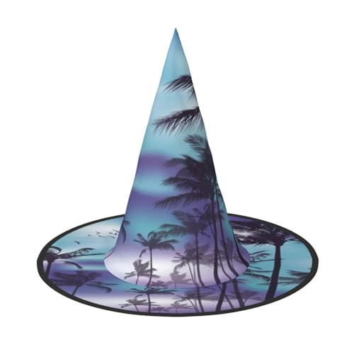 FEYUNYAN Halloween-Hexenhut, verstellbar, biegbar, Hexenkostüm, Zubehör für Damen und Erwachsene, Party, spitze Zauberermütze, Palmen, Halloween-Hut, 1 Stück von FEYUNYAN