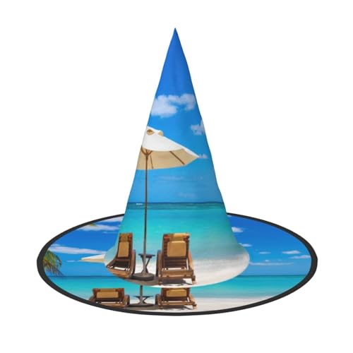 FEYUNYAN Halloween-Hexenhut, verstellbar, biegbar, Hexenkostüm, Zubehör für Damen und Erwachsene, Party, spitze Zauberermütze, Strandpalme, Halloween-Hut, 2 Stück von FEYUNYAN