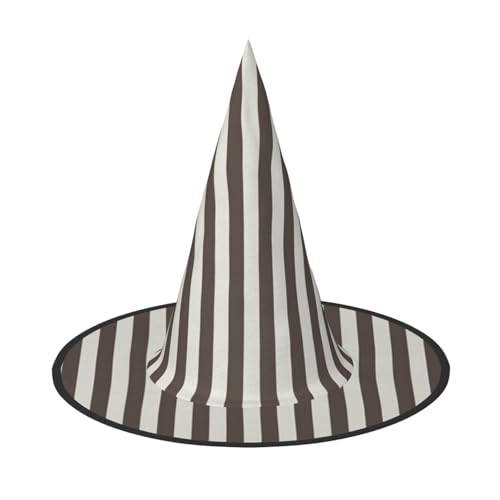 FEYUNYAN Halloween-Hexenhut, verstellbar, biegbar, Hexenkostüm, Zubehör für Damen und Erwachsene, Party, spitze Zauberermütze, brauner gestreifter Halloween-Hut, 3 Stück von FEYUNYAN