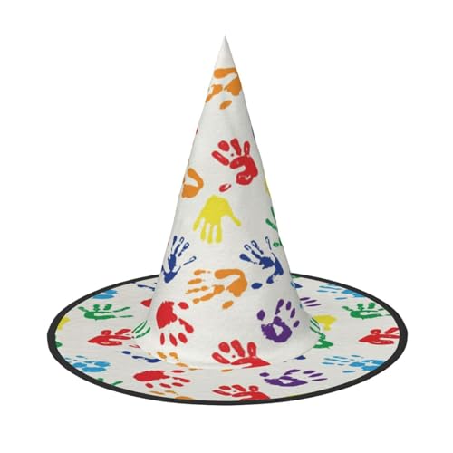 FEYUNYAN Halloween-Hexenhut, verstellbar, biegbar, Hexenkostüm, Zubehör für Damen und Erwachsene, Party, spitze Zauberermütze, bunte Handformen, Regenbogen-Hut, 1 Stück FEYUNYAN Halloween-Hexenhut, verstellbar, biegbar, Hexenkostüm, Zubehör für Damen und Erwachsene, Party, spitze Zauberermütze, bunte Handformen, Regenbogen-Hut, 1 Stück von FEYUNYAN