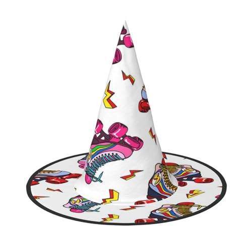 FEYUNYAN Halloween-Hexenhut, verstellbar, biegbar, Hexenkostüm, Zubehör für Damen und Erwachsene, Party, spitze Zauberermütze, farbige Rollschuhe, Halloween-Hut, 2 Stück von FEYUNYAN