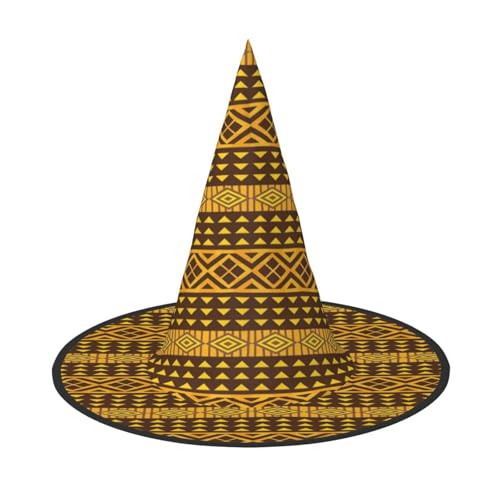 FEYUNYAN Halloween-Hexenhut, verstellbar, biegbar, Hexenkostüm, Zubehör für Damen und Erwachsene, Party, spitze Zauberermütze, gelb-braune Dreiecke, Halloween-Hut, 1 Stück FEYUNYAN Halloween-Hexenhut, verstellbar, biegbar, Hexenkostüm, Zubehör für Damen und Erwachsene, Party, spitze Zauberermütze, gelb-braune Dreiecke, Halloween-Hut, 1 Stück von FEYUNYAN