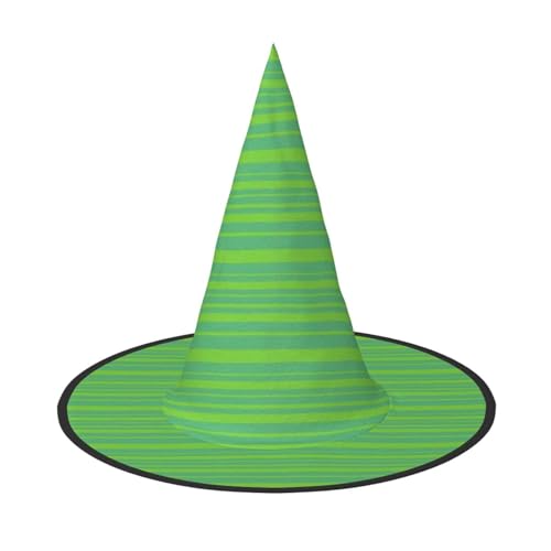 FEYUNYAN Halloween-Hexenhut, verstellbar, biegbar, Hexenkostüm, Zubehör für Damen und Erwachsene, Party, spitze Zauberermütze, grün gestreift, Halloween-Hut, 3 Stück von FEYUNYAN