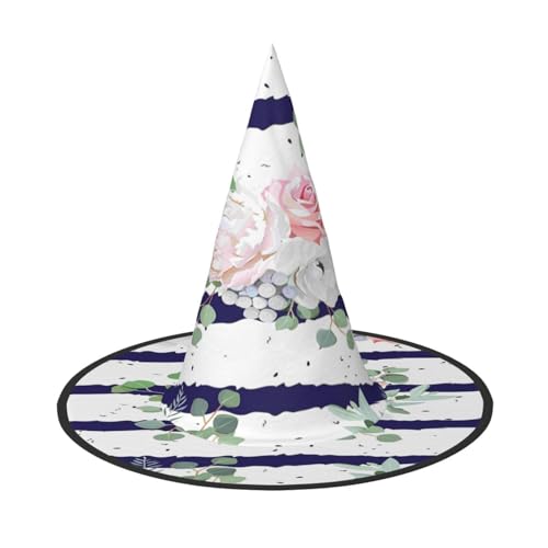 FEYUNYAN Halloween-Hexenhut, verstellbar, biegbar, Hexenkostüm, Zubehör für Damen und Erwachsene, Party, spitze Zauberermütze, marineblau, gestreift, Blumensträuße, Halloween-Hut, 2 Stück FEYUNYAN Halloween-Hexenhut, verstellbar, biegbar, Hexenkostüm, Zubehör für Damen und Erwachsene, Party, spitze Zauberermütze, marineblau, gestreift, Blumensträuße, Halloween-Hut, 2 Stück von FEYUNYAN