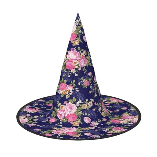 FEYUNYAN Halloween-Hexenhut, verstellbar, biegbar, Hexenkostüm, Zubehör für Damen und Erwachsene, Party, spitze Zauberermütze, marineblaue Basis, florales Halloween-Hut, 2 Stück FEYUNYAN Halloween-Hexenhut, verstellbar, biegbar, Hexenkostüm, Zubehör für Damen und Erwachsene, Party, spitze Zauberermütze, marineblaue Basis, florales Halloween-Hut, 2 Stück von FEYUNYAN