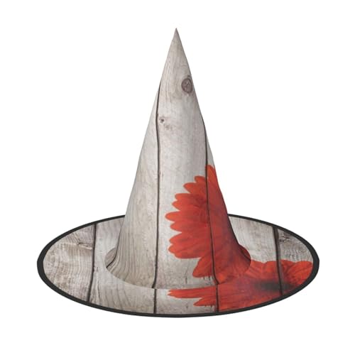 FEYUNYAN Halloween-Hexenhut, verstellbar, biegbar, Hexenkostüm, Zubehör für Damen und Erwachsene, Party, spitze Zauberermütze, rote Dahlie, Halloween-Hut, 1 Stück von FEYUNYAN