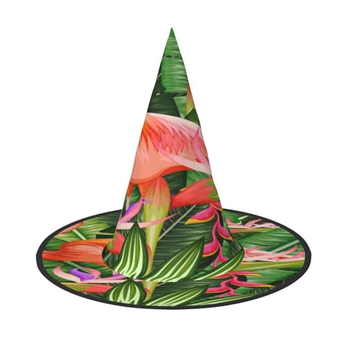 FEYUNYAN Halloween-Hexenhut, verstellbar, biegbar, Hexenkostüm, Zubehör für Damen und Erwachsene, Party, spitze Zauberermütze, tropischer Flamingo, Halloween-Hut, 1 Stück FEYUNYAN Halloween-Hexenhut, verstellbar, biegbar, Hexenkostüm, Zubehör für Damen und Erwachsene, Party, spitze Zauberermütze, tropischer Flamingo, Halloween-Hut, 1 Stück von FEYUNYAN