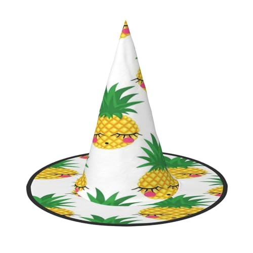 FEYUNYAN Halloween-Hexenhut, verstellbar, biegbar, Hexenkostüm, Zubehör für Frauen und Erwachsene, Party, spitze Zauberermütze, Ananas, Halloween-Hut, 2 Stück von FEYUNYAN