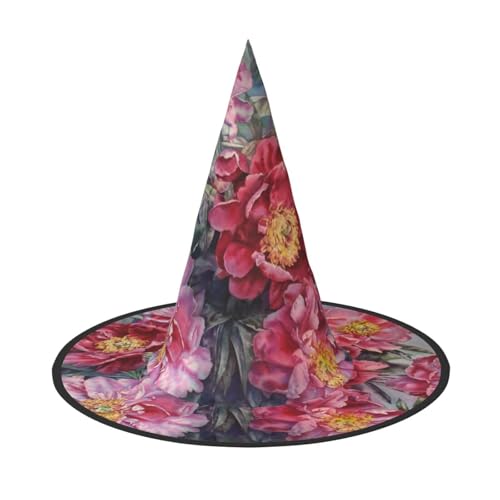 FEYUNYAN Halloween-Hexenhut, verstellbar, biegbar, Hexenkostüm, Zubehör für Frauen und Erwachsene, Party, spitze Zauberermütze, Frühlingsblumen-Halloween-Hut, 1 Stück von FEYUNYAN