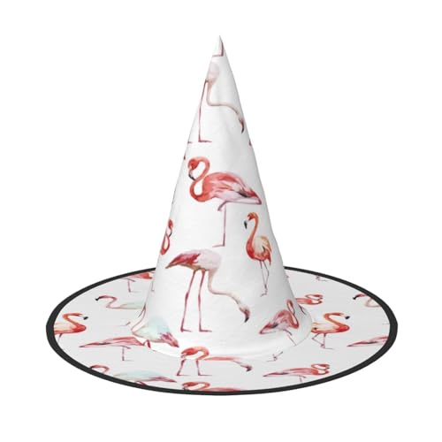 FEYUNYAN Halloween-Hexenhut, verstellbar, biegbar, Hexenkostüm, Zubehör für Frauen und Erwachsene, Party, spitze Zauberermütze, Gemälde, Flamingo, Halloween-Hut, 1 Stück FEYUNYAN Halloween-Hexenhut, verstellbar, biegbar, Hexenkostüm, Zubehör für Frauen und Erwachsene, Party, spitze Zauberermütze, Gemälde, Flamingo, Halloween-Hut, 1 Stück von FEYUNYAN